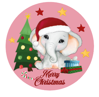 Kerst sticker olifant roze