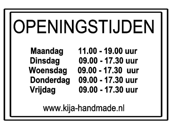 Openingstijden met kader