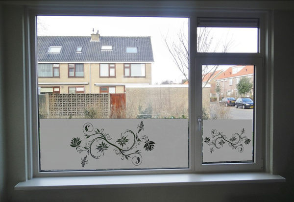 Raamfolie ornament bloemen en libelle