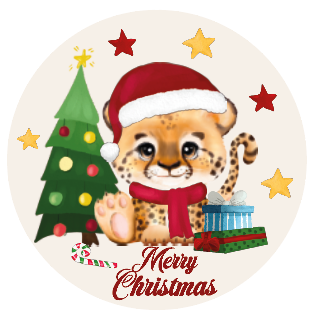 Kerst sticker Panter beige