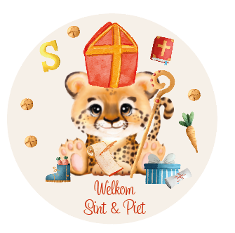 Sinterklaas sticker Panter beige