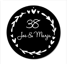 Naambordje rond krans