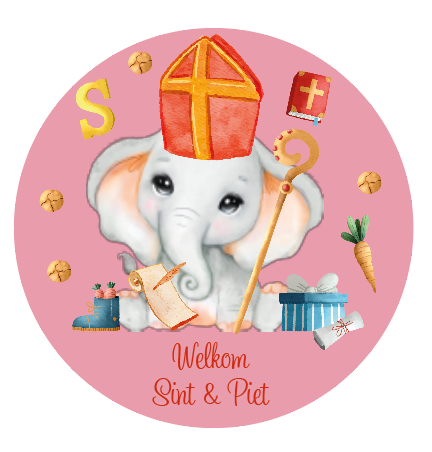 Sinterklaas sticker olifant roze