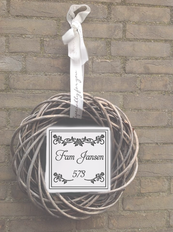 Naambordje + Krans rozenkrans