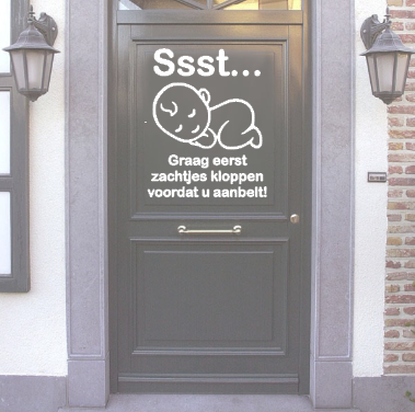 Voordeur sticker Ssst eerst kloppen