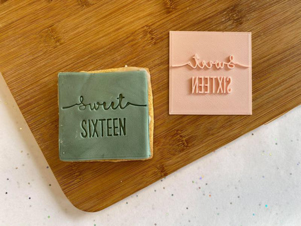 Koek fondant stempel Sweet sixteen