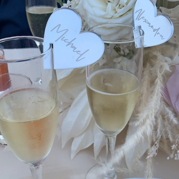 Plaats naam tags glas hart