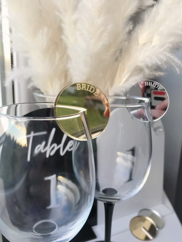 Plaats naam tags glas rond