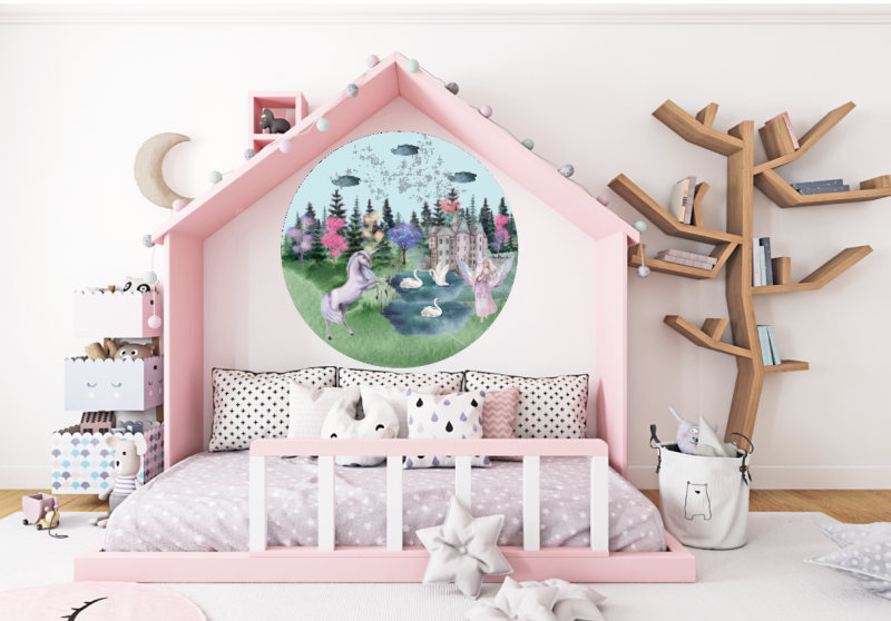 Muur cirkel Unicorn met fee