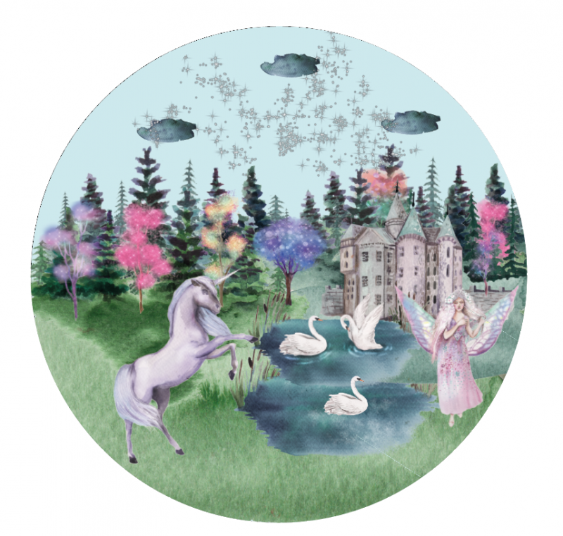 Muur cirkel Unicorn met fee