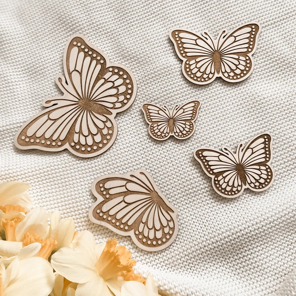 Vlinders gegraveerd 5 stuks