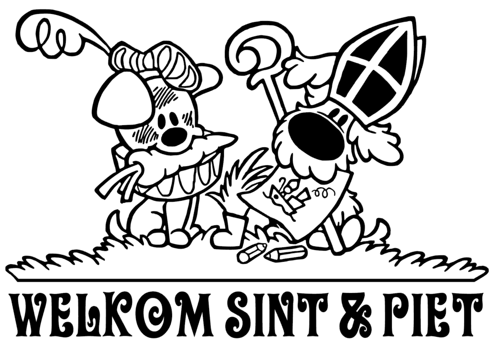 **Sticker Welkom sint & piet Woezel & Pip