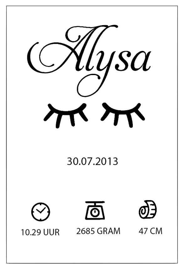 Geboorte bord wimpers