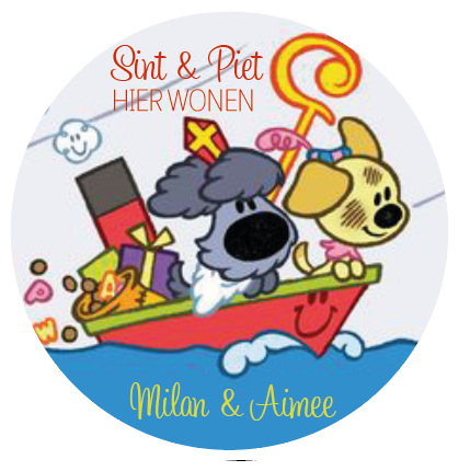 Sinterklaas sticker woezel en pip boot