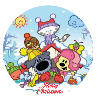 Kerst sticker Woezel en Pip vriendjes