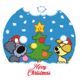 Kerst sticker Woezel en Pip kerstboom