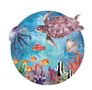 Muur cirkel Zeedieren