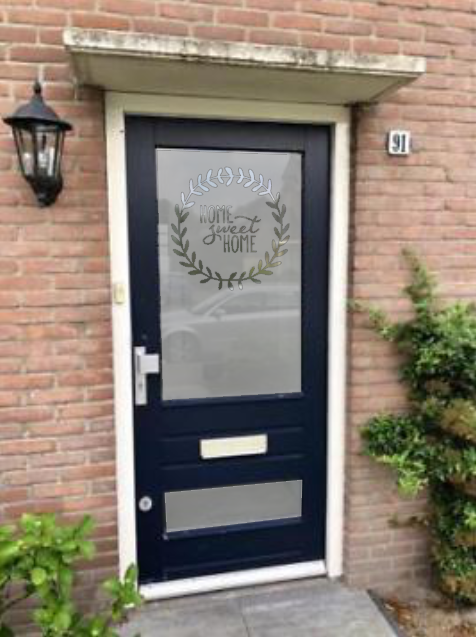 Vernauwd kapok Tegenslag Raamfolie Deur Krans Home Sweet Home - www.kija-handmade.nl