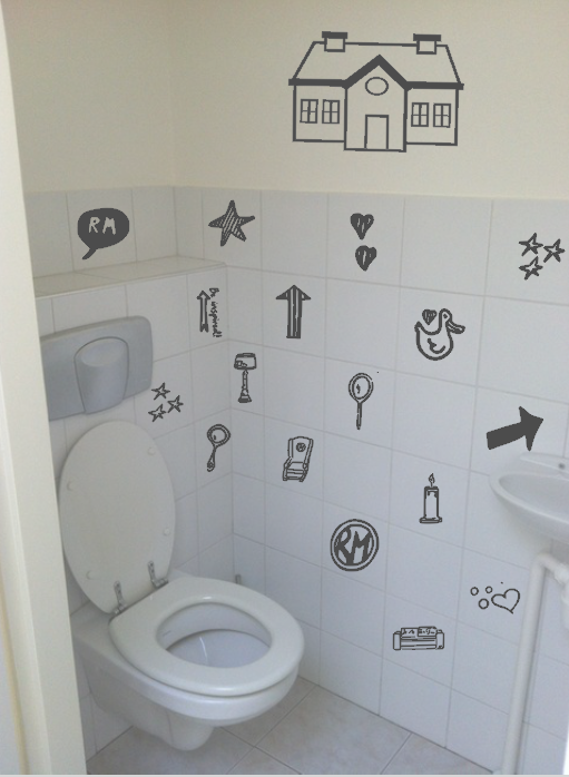 Sortie Tussendoortje Groot Toilet/badkamer stickers - www.kija-handmade.nl