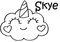 **Sticker Eenhoorn wolk Skye