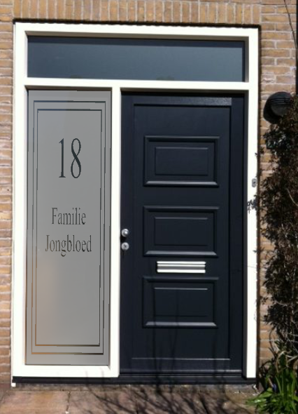onderschrift contant geld tobben Raamfolie naam en huisnummer in rechthoek - www.kija-handmade.nl