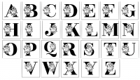 Koek fondant stempel letters met bloemen geheel alfabet 25 letters