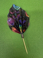 Palm waaier spear met print zwart neon halloween
