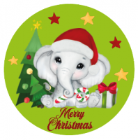 Kerst sticker olifant groen